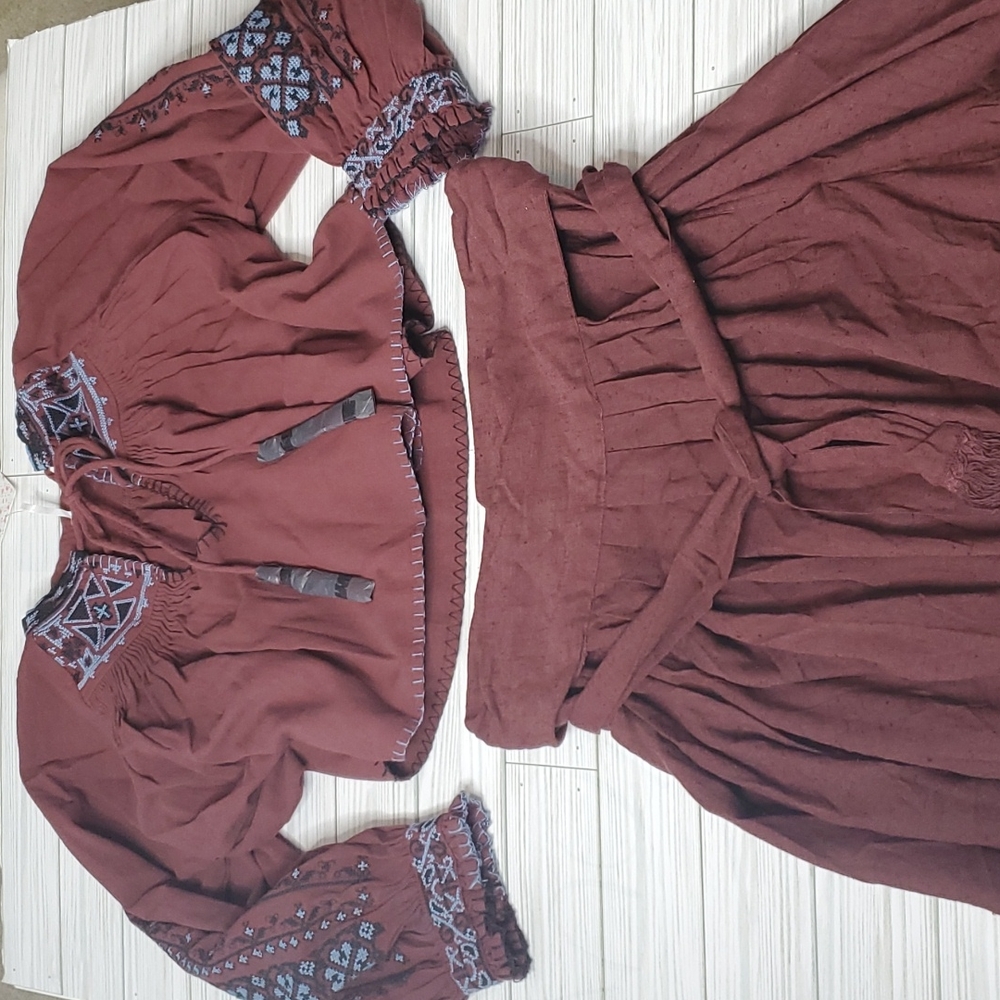 NWT Free people wrap skirt and boho embroidered crop top - Picture 9 of 13